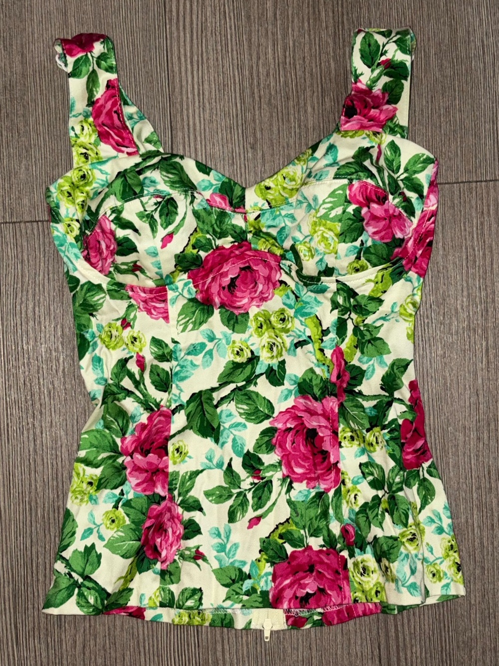 Pinup couture deadly dames Floral Sweetheart bustier corset top XS